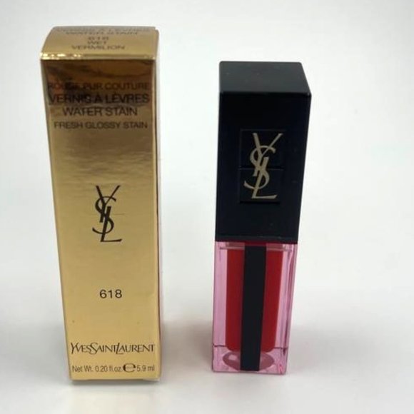 YSL Water Stain Lip Stain 618 Wet Vermilion BRAND NEW - Picture 1 of 3